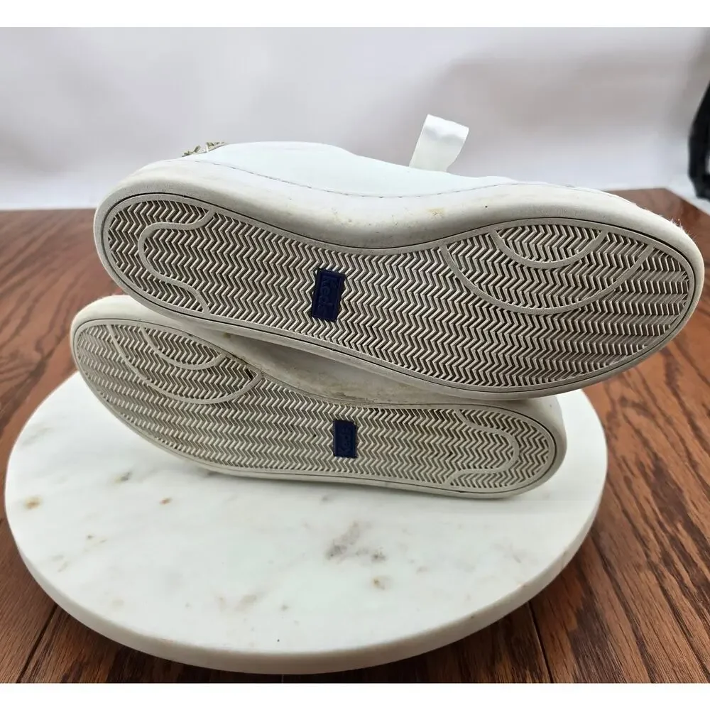 Keds x Kate Spade New York Ace Flower White Leather Sneakers Satin Bow Women 8.5